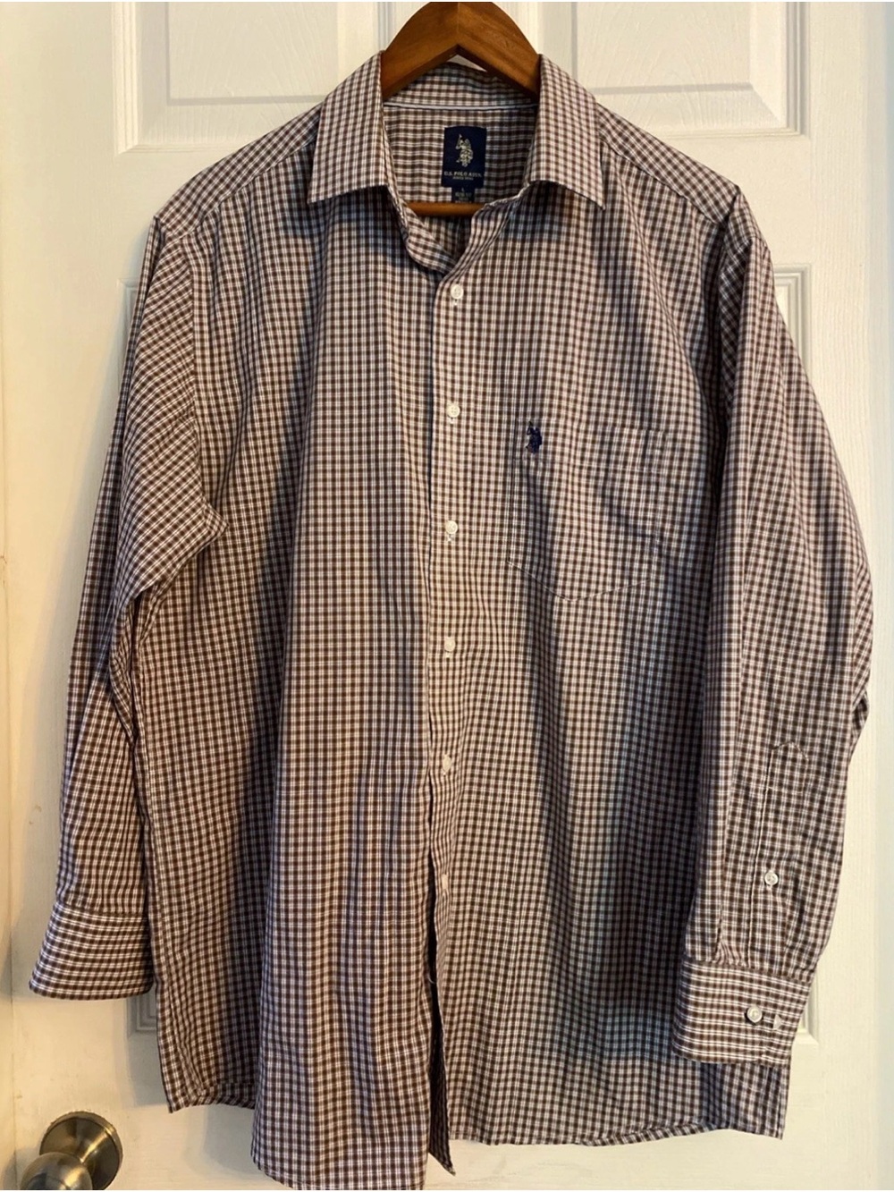 U.S. Polo Assn. Men's Small Check Button-Down Shirt - Blue/White